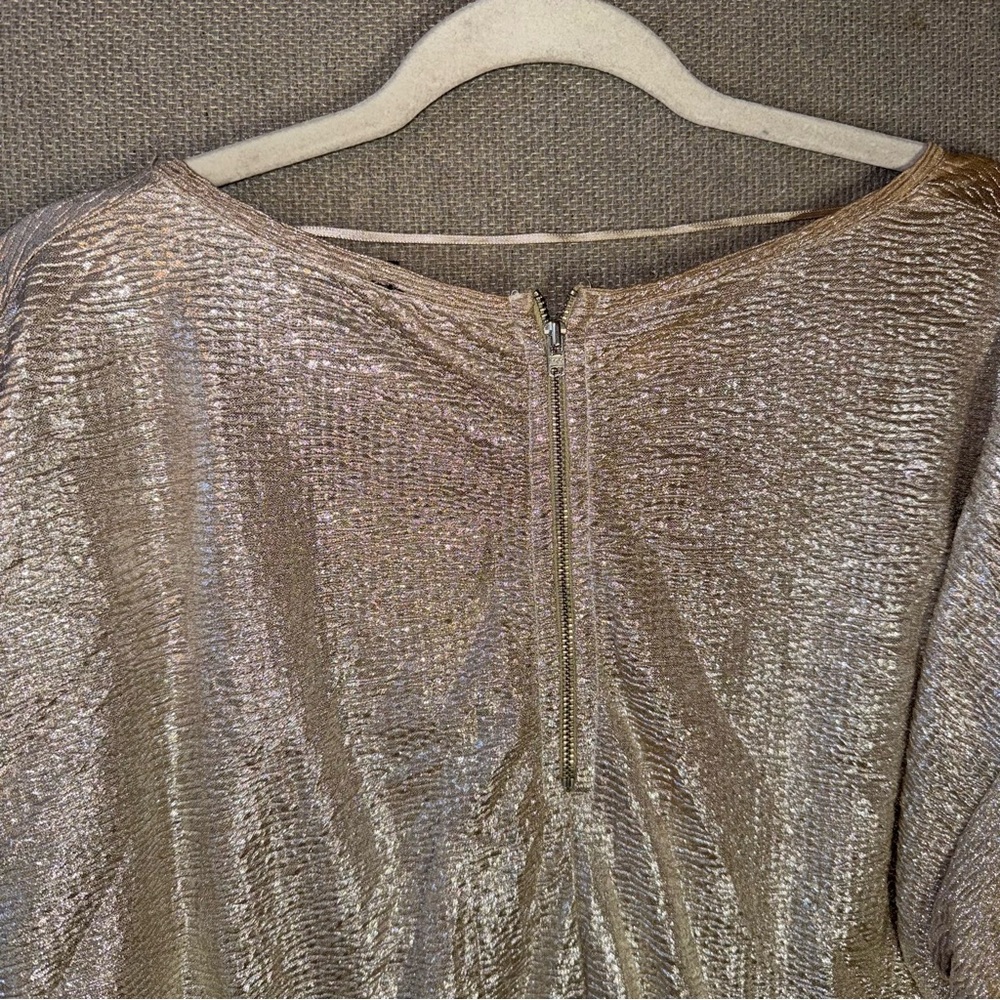 Zara Size Medium Basic Evening Metallic Gold Tuni… - image 5